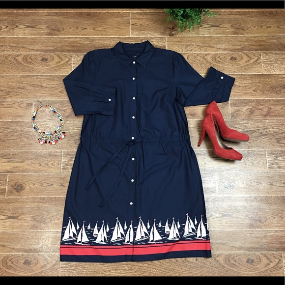 Tommy Hilfiger Dresses & Skirts - ✨Tommy Hilfiger Navy Nautical Shirt Dress ✨